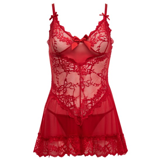 Oh La La Cheri - Valentine Babydoll Plus - 3X/4X - Red