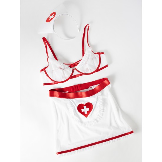 Oh La La Cheri - Naughty Nurse Set Plus - 1X/2X - Red/White Oh La La Cheri - Naughty Nurse Set Plus - 1X/2X - Red/White
