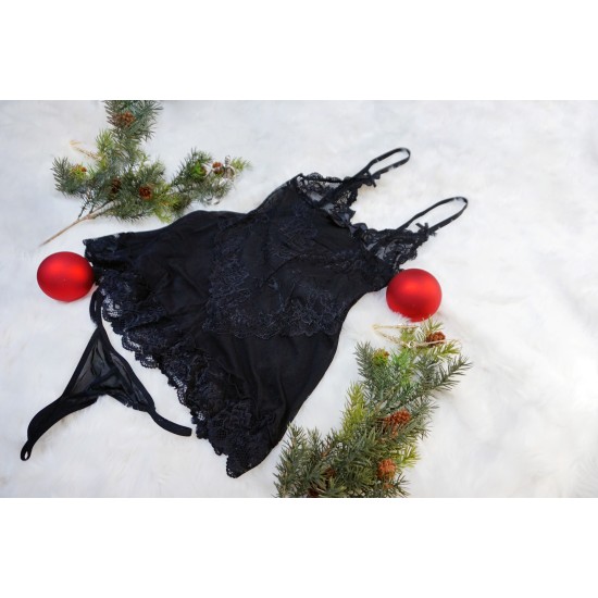 Oh La La Cheri - Valentine Babydoll XL Black